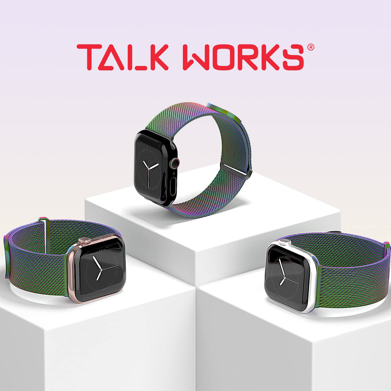 [Australia - AusPower] - TALK WORKS Compatible for Apple Watch Band 42mm / 44mm / 45mm Comfort Fit Mesh Loop Stainless Steel Adjustable Magnetic Strap for iWatch Series 7, 6, 5, 4, 3, 2, 1, SE - Iridescent 42mm/44mm/45mm 