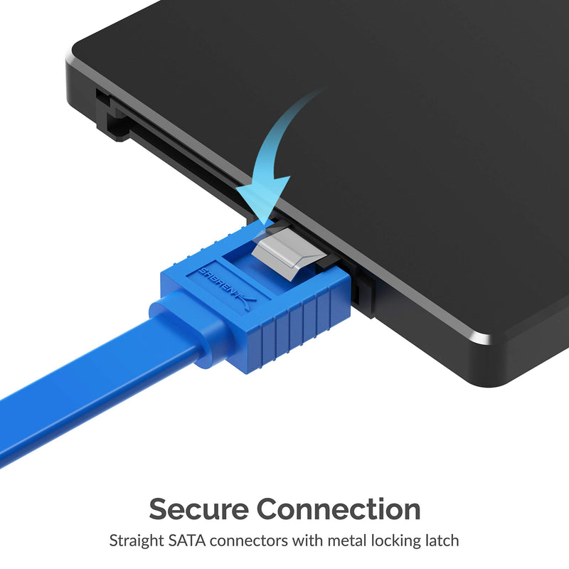 [Australia - AusPower] - SABRENT SATA III (6 Gbit/s) Right Angle Data Cable with Locking Latch for HDD/SSD/CD and DVD Drives (3 Pack 20 Inch) in Blue (CB-SRB3) 