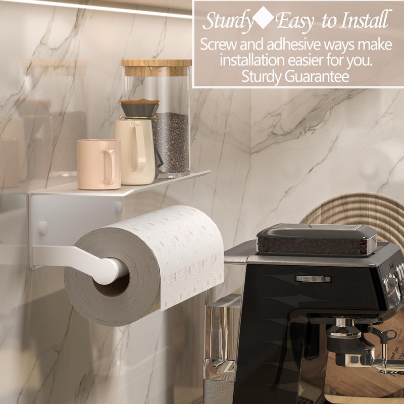 [Australia - AusPower] - Dr.DJ Toilet Paper Holder with Shelf, Paper Towel Holder for Bathroom Organizer & Storage Wall Mount, Tissue Roll Holder, RV Toilet Paper Holder with Adhesive & Screw White White a 
