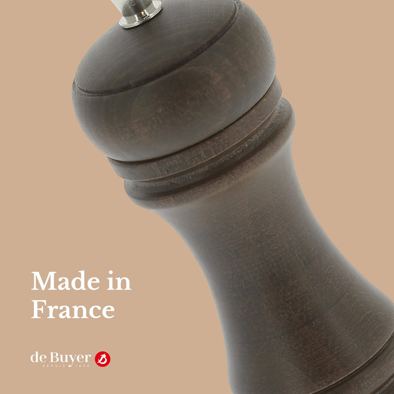 [Australia - AusPower] - de Buyer Java Pepper Mill - Dark Beechwood - French Stainless Steel Mechanism - Black Pepper or Spice Grinder - Adjustable Grind - 2.25" x 5.5" 
