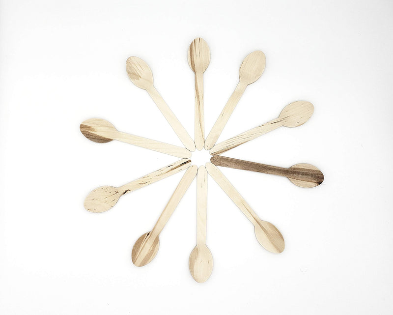 [Australia - AusPower] - Sparx Disposable bamboo Wooden Spoons Natural Birch Wood Biodegradable Utensils Cutlery Eco-Friendly Green (100 pack) 