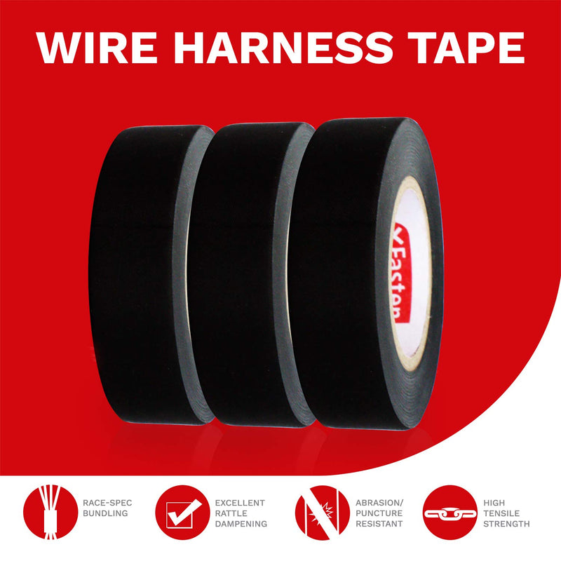 [Australia - AusPower] - XFasten Wire Harness Tape, 3/4-Inch by 50-Foot (3-Pack), High Temp Wiring Loom Harness Self-Adhesive Felt Cloth Electrical Tape for Automotive Engine and Electrical Wiring 3/4-Inch by 50-Foot (3-Pack) Black 