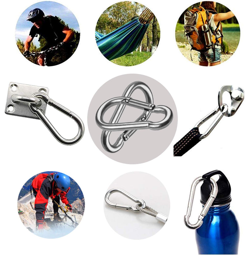 [Australia - AusPower] - CBTONE 8 Pack 3 Inch Spring Snap Hook Stainless Steel 304 Carabiner Clips Heavy Duty Quick Link Hook for Outdoor Camping Hiking Hammock Swing (M8 x 80mm) 