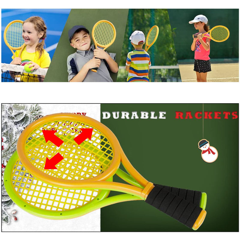 [Australia - AusPower] - STSTECH Kids Tennis Rackets with Carrying Bag,Soft Training Balls and Badminton Birdies,12 in 1 Tennis Racquets Gift Set for Children Outdoor Indoor Sports 