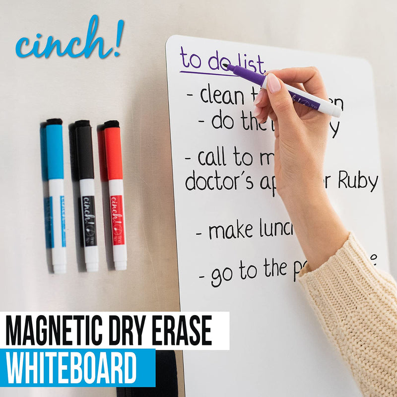 [Australia - AusPower] - Magnetic Dry Erase Whiteboard Sheet for Kitchen Fridge with Stain Resistant Technology, 16x11" - Includes 4 Markers and Big Eraser with Magnets, Refrigerator White Board Organizer Planner Grocery List 