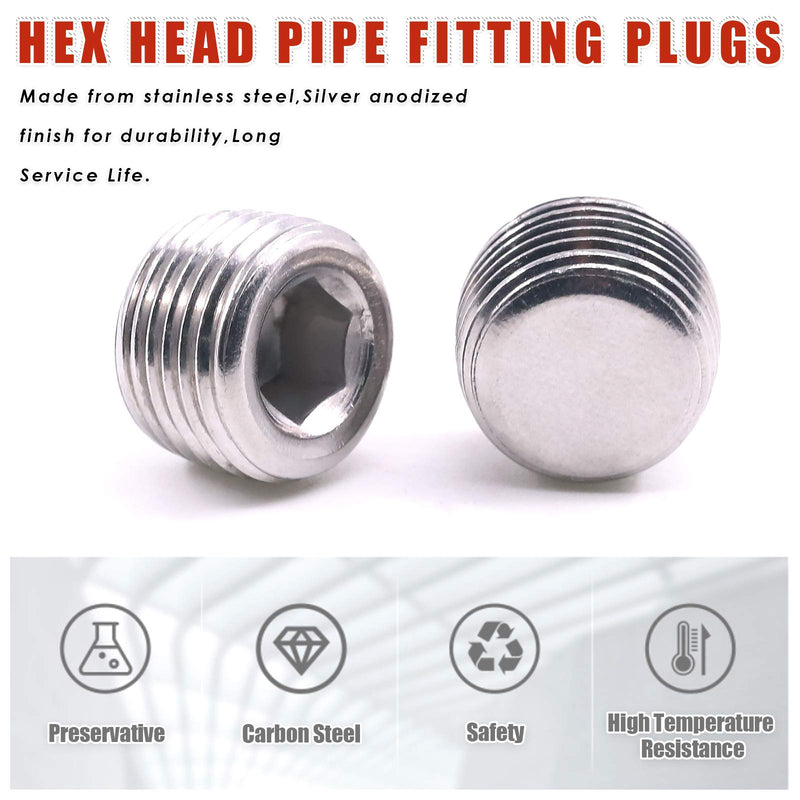 [Australia - AusPower] - Hilitchi 304 Stainless Steel Pipe Fitting Pipe Plug Fitting NPT Male Plug (3/8-5Pcs) 3/8-5PCS 