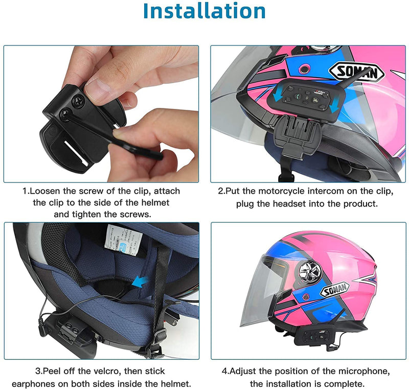 [Australia - AusPower] - EJEAS V6 Motorcycle Helmet Bluetooth Intercom, 2-Way 1200m Waterproof Full-Duplex Helmet Bluetooth Headset with Hands-Free Call, HD Voice for Ski/ATV/Dirt Bike/Snowmobile Up to 6 Riders (One Pack) V6 1PC 