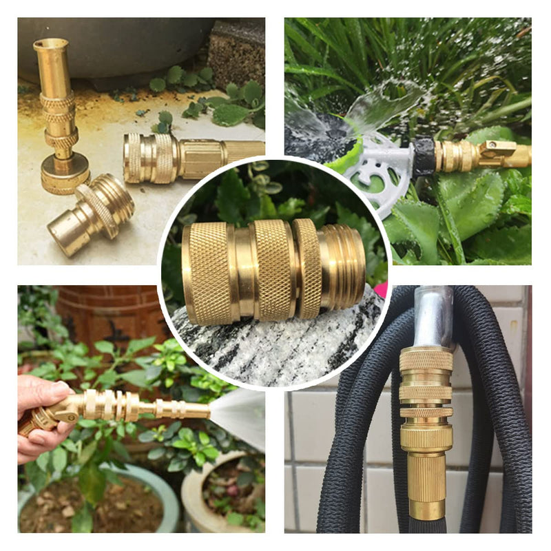 [Australia - AusPower] - PLG Garden Hose Quick Connect Fittings - 3/4" Genuine Brass Leak-free Hose Connector - Sturdy and Easy to Connect/Disconnect - Extra Washers Included - 4 Female + 4 Male C 4F+4M 