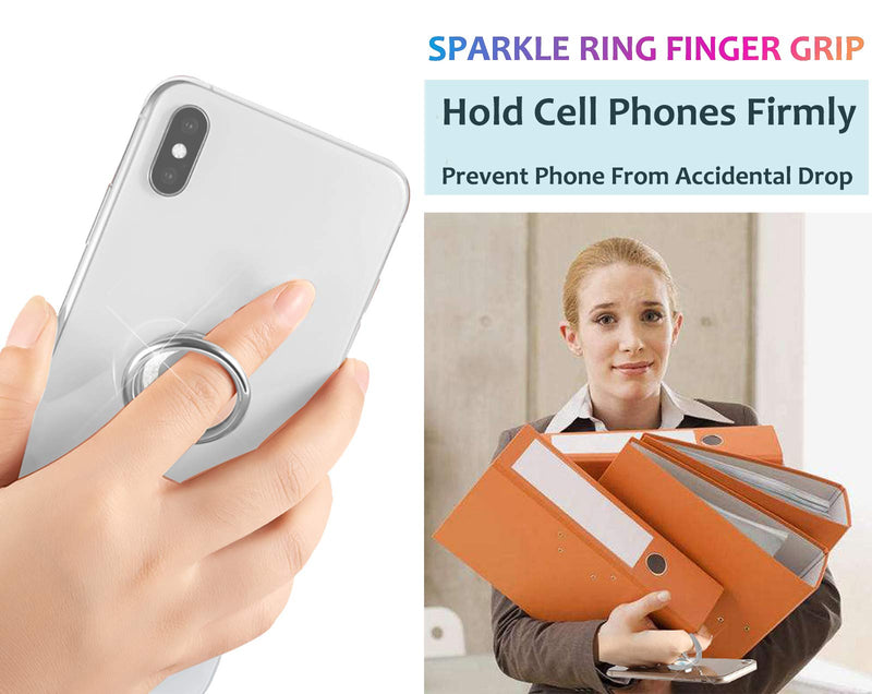 [Australia - AusPower] - lenoup Glitter Bling Bling Phone Ring Holder,Sparkle Phone Ring Kickstand, Cell Phone Finger Ring Grip for Almost All Phones/Pad(Silver) Silver 