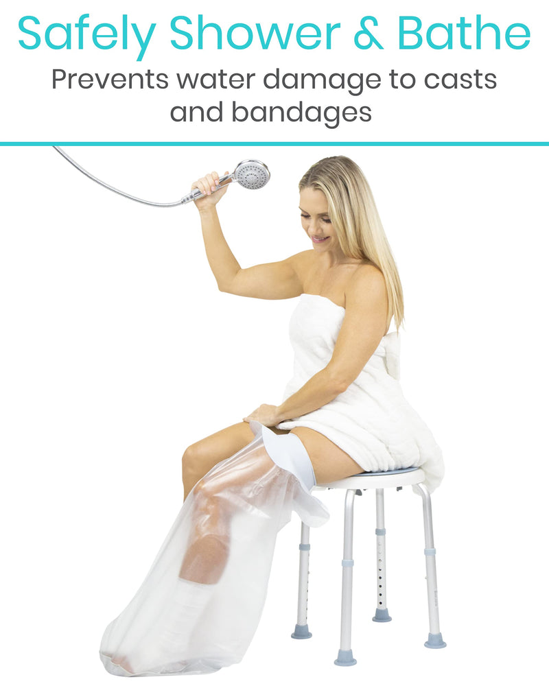 [Australia - AusPower] - Vive Waterproof Cast Cover For Leg - Shower Cast Cover Leg, Anti-Slip, Sealed, Watertight Cast Cover - Broken Foot, Ankle, Knee, Toe, Adult, Reusable - Cast And Bandage Protector, Submersible Seal 