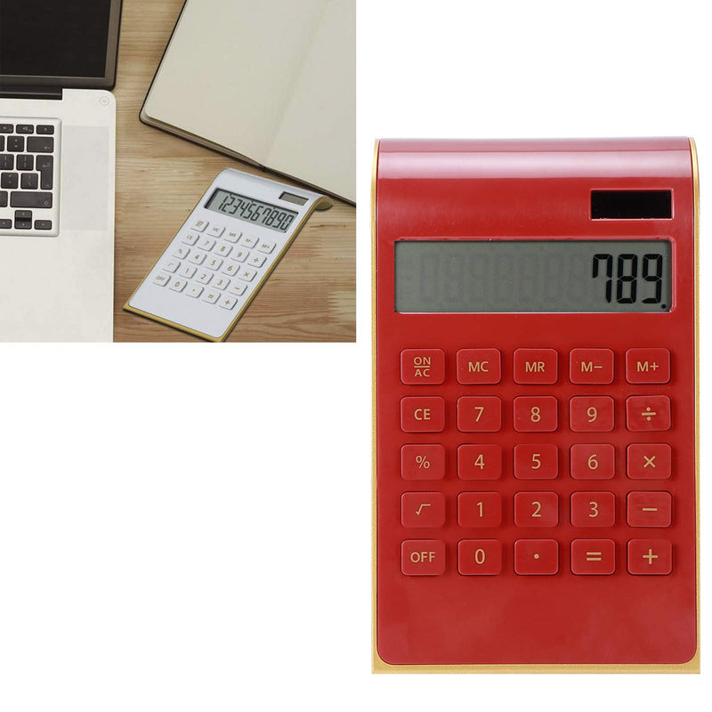 [Australia - AusPower] - TOPINCN Portable 10 Digits Calculator Tilted LCD Display Ultra Thin Solar Power Calculator for Home Office Business(Red) Red 