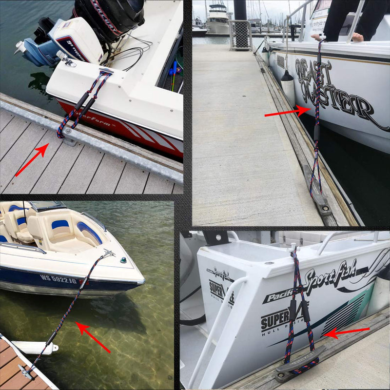 [Australia - AusPower] - Botepon Boat Bungee Dock Lines, Mooring Lines, Boating Gifts for Men, Boat Accessories, Pontoon Accessories, Perfect for Bass Boat, Jet Ski (4 Feet) 