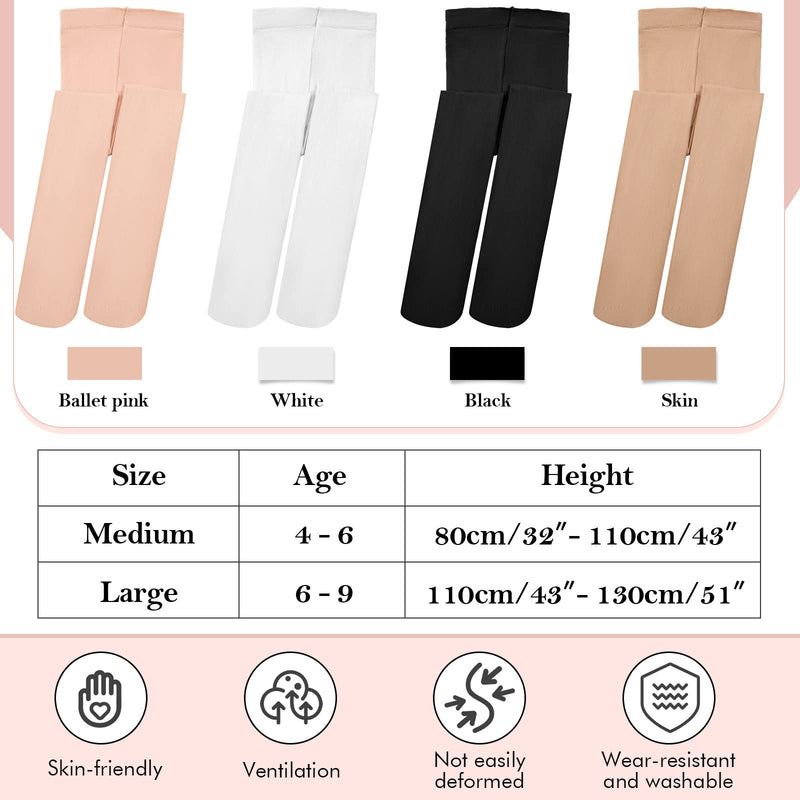 [Australia - AusPower] - 8 Pairs Girls Ballet Tights Soft Dance Tights for Toddler Convertible Footless Tights with Hole Tights, 4 Colors 6-9 Years 