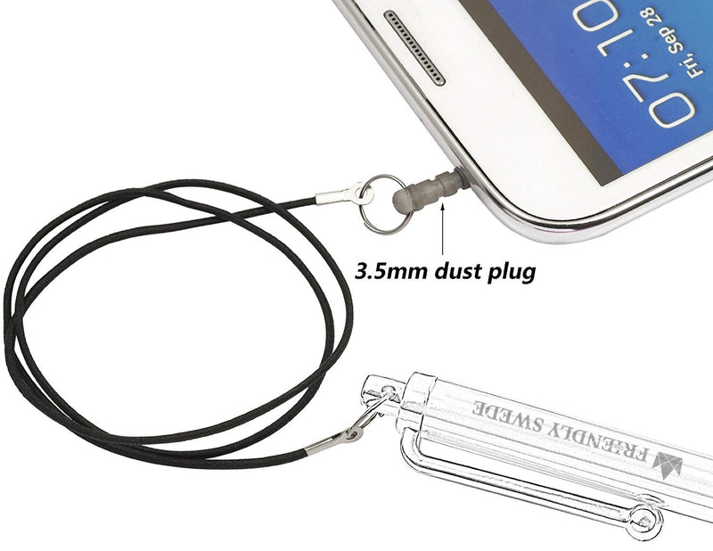 [Australia - AusPower] - Capacitive Touch Screen Stylus Pens 4.5", 6-Pack - Including 2 x 15 Lanyards and Screen Cleaning Cloth by The Friendly Swede (Black, Gold, Silver, Blue, Sea Blue, Green) Black, Gold, Silver, Blue, Sea Blue, Green 