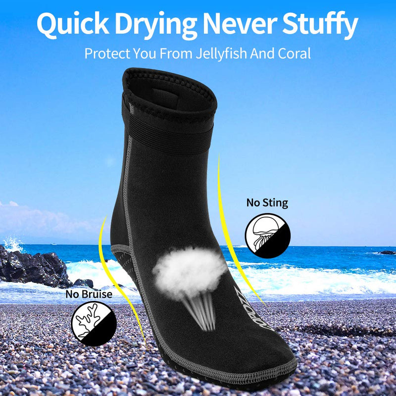 [Australia - AusPower] - COPOZZ Diving Socks 3mm Neoprene Beach Water Socks-Anti Slip for Snorkel Swim Youth Men Women Black Small 