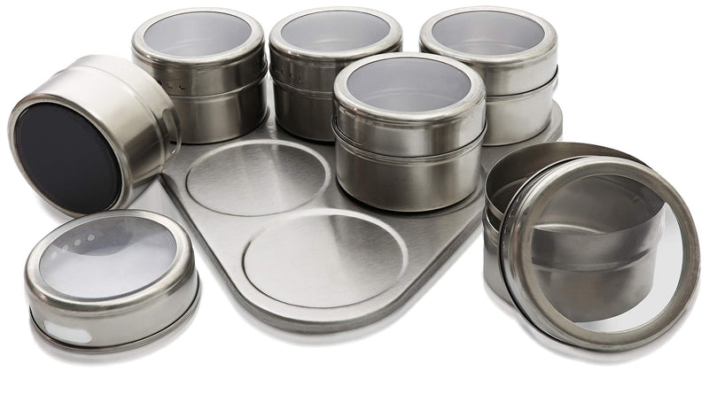[Australia - AusPower] - Magnetic Spice Rack - 6 Stainless Spice Jars for Seasoning - Magnetic Spice Containers for the Kitchen, Dining Table, and Refrigerator - 2.50" x 8.00" x 8.00" 