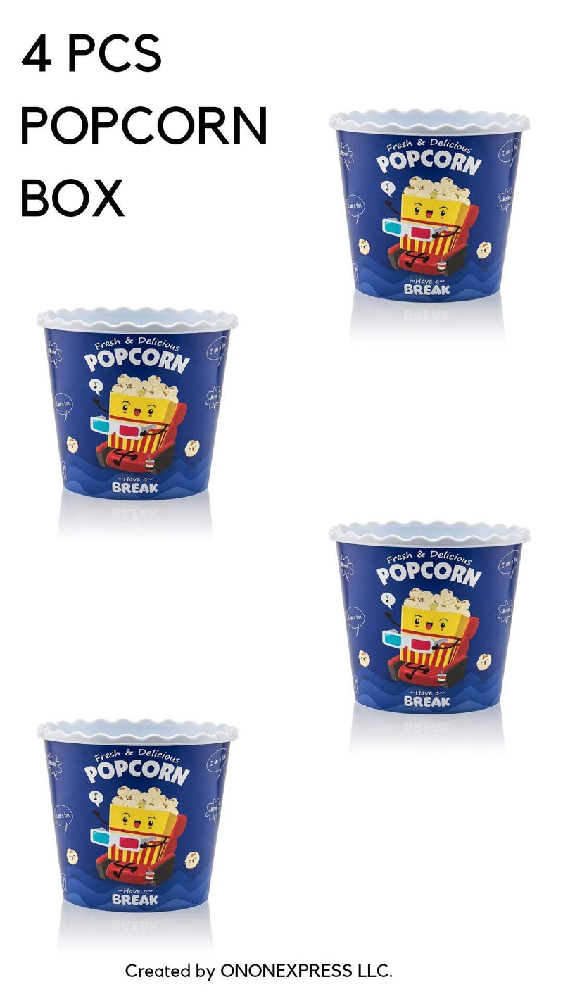 [Australia - AusPower] - Modern Style Reusable Plastic Popcorn Box / Popcorn Containers / Popcorn Bowls Set for Movie Theater Night - (BPA Free - BLUE 4 Pack-75 oz) 