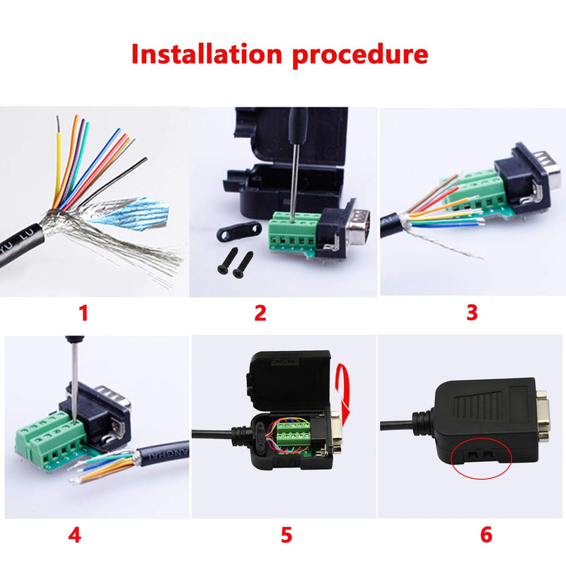 [Australia - AusPower] - SinLoon DB9 Connector Adapter RS232 Serial Port D-SUB Adapter Plate Breakout Board Solder-Free (1-Pair Male+Female with Screwdriver ，White Rubber Core) 