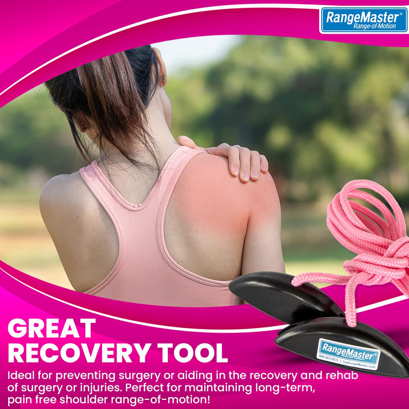 [Australia - AusPower] - RangeMaster PinkRanger Shoulder Pulley with Patient Guide │ Aids Recovery and Rehabilitation │ Helps Enhance Pain Free Range of Motion │ Adjustable, Metal Bracket Door Attachment Pink 