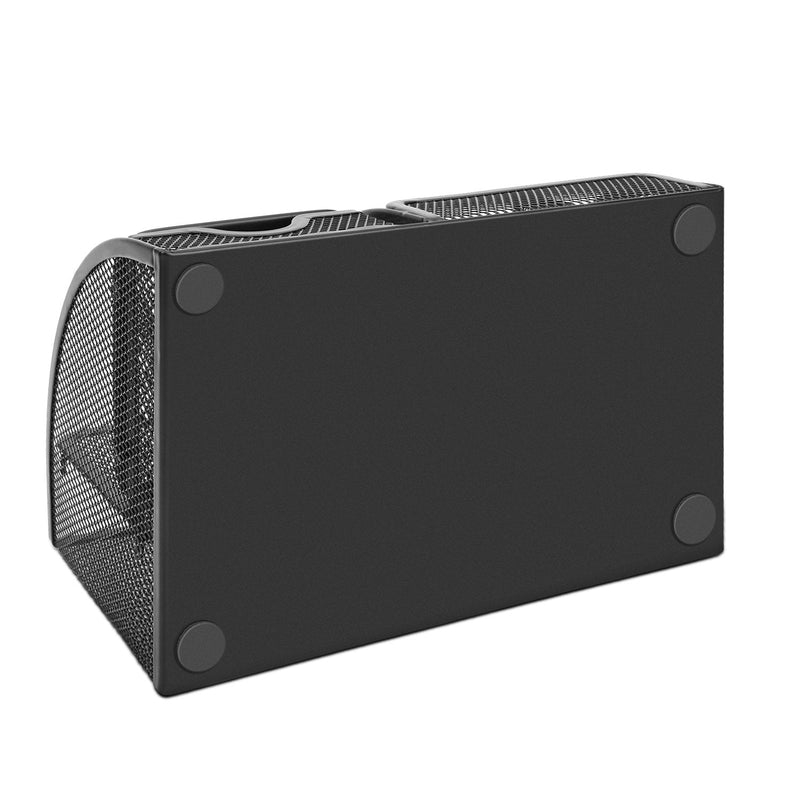 [Australia - AusPower] - Flexzion Desk Organizer Office Supplies Accessories Desktop Tabletop Sorter Shelf Pencil Holder Caddy Set - Metal Mesh with Drawer and 6 Compartments (Black) 