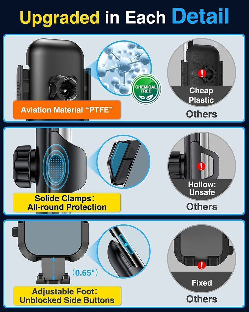 [Australia - AusPower] - [2022 Upgraded] VANMASS Cell Phone Holder Car Universal Handsfree Car Phone Holder Mount Dashboard Windshield Vent Durable Hook Clip Truck Phone Mount Campatible for iPhone 13 12 11 Pro Max X SE 8 7 Gray 
