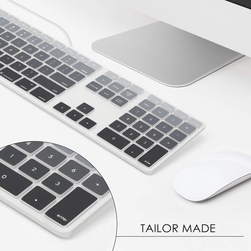 [Australia - AusPower] - Allinside Ombre Grey Keyboard Cover for iMac Wired USB Keyboard A1243 MB110LL/B A1243: Rectangle Keys at First Line 03 Ombre Gray 