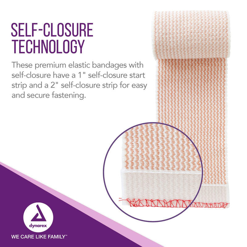 [Australia - AusPower] - Dynarex Elastic Bandages with Self-Closure, Outstanding Compression and Stretch, Latex-Free Elastic Bandages with Velcro Closure, 3" x 5 yds., 1 Box of 10 Elastic Wrap Bandages Tan 