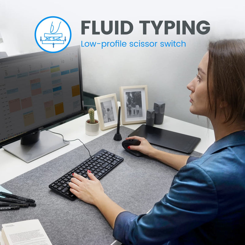 [Australia - AusPower] - Perixx PERIBOARD-333B Wired Backlit USB Keyboard- X Type Scissor Keys - Compact 14.25x4.57 Inches - Big Print Letters - White Backlit - US English,11618 