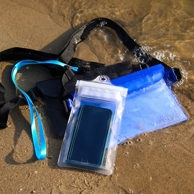 [Australia - AusPower] - Crenova 2 pack waterproof pouches with waist strap AND 1 screen touchable phone case Super Lightweight, Bigger Space, Adjustable and Extra-Long Belt 