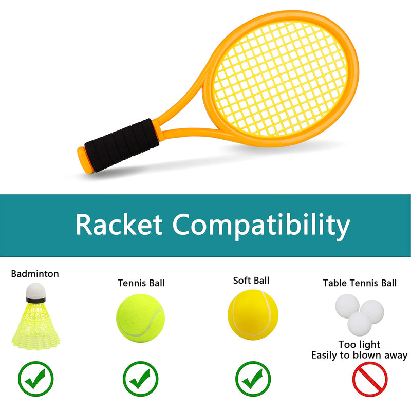 [Australia - AusPower] - Crefotu Kids Tennis Racket,17 Inch Plastic Tennis Racket with 2 Soft Balls,2 Tennis Balls and 4 Shuttlecocks for Kid,Toddler Outdoor/Indoor Sport Play Green&Yellow 