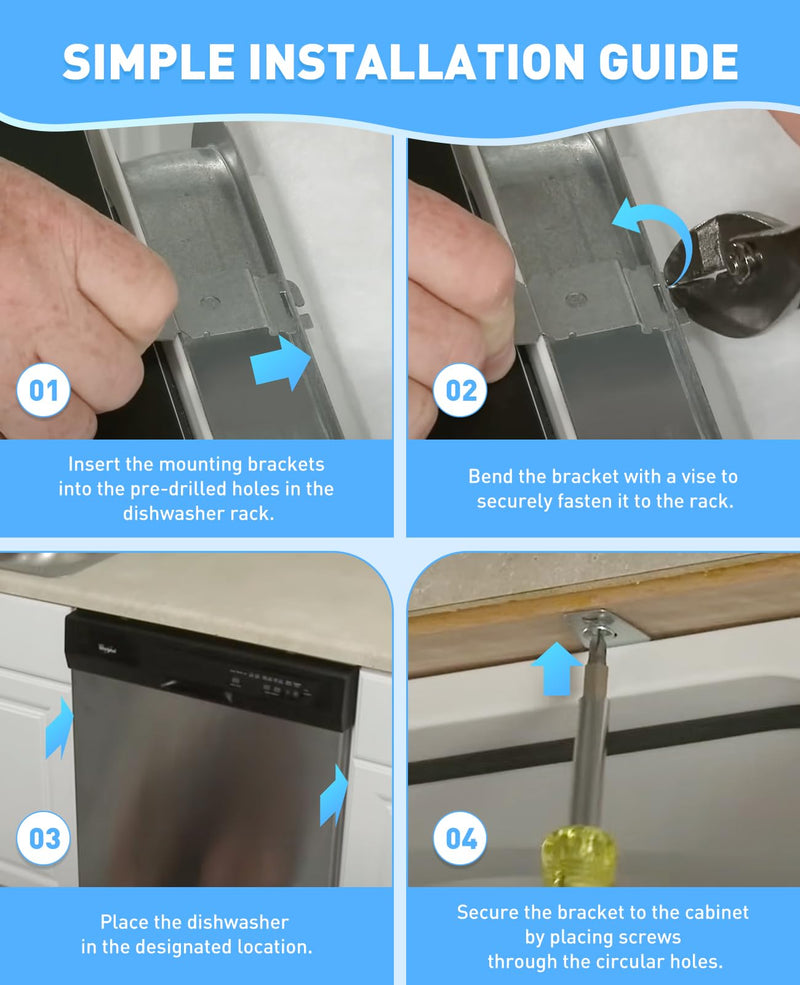 [Australia - AusPower] - Undercounter Dishwasher Mounting Bracket Clips - Compatible with Whirlpool Kenmore KitchenAid Maytag Dishwasher, Upper Mounting Bracket Kit with Screws Replace 8269145 WP8269145 WP8269145VP - 2 Pack 