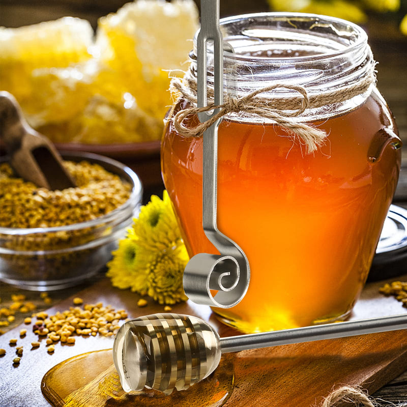 [Australia - AusPower] - HANSGO Honey and Syrup Dippers, 2PCS 6.3 Inches 304 Stainless Steel Honeycomb Stick and Curved Honey Dippeers Sticks for Honey Jar Dispense Drizzle Honey, Wedding Party Favors 