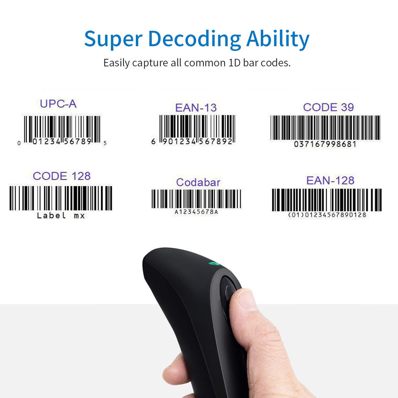 [Australia - AusPower] - Bluetooth Wireless Barcode Scanner Handheld Portable Bar-Code Reader Entries Enable Keyboard Entry,Computer Screen Barcode Scanner CCD Black 