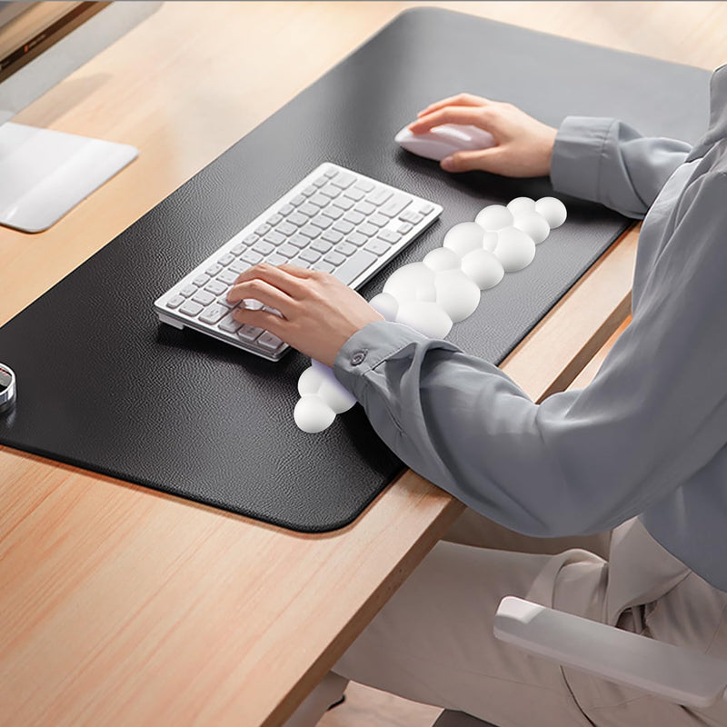[Australia - AusPower] - Labeol Cloud Keyboard Wrist Rest, 16.5" Extended Wrist Rest Ergonomic Memory Foam with Non-Slip Base for Typing Pain Relief, Office, Gaming, Computer, Laptop, Desk (White) White 