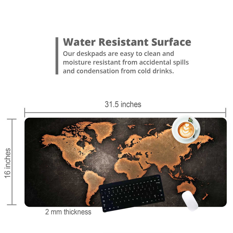 [Australia - AusPower] - Apottwal Desk Pad, XXL Gaming Mouse pad - Extended Mouse Mat, Mousespad and Desk Mat, Easy Clean Waterproof Desk Cover for Desktop, Desks Protector for Office Home,Black World Map ( 31.5" x 16" ) Black World Map 