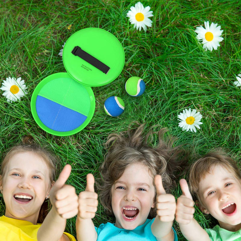 [Australia - AusPower] - EVERICH TOY Beach Toys Outside Toys for Kids Ages 4-8-Lawn Game Ball Catch Games Paddle Toss-Upgraded Version Outdoor Games Sand Toys for Kids/Family Boys and Girls Gifts(2 Rackets,2Balls,1 Bag) Blue+green 