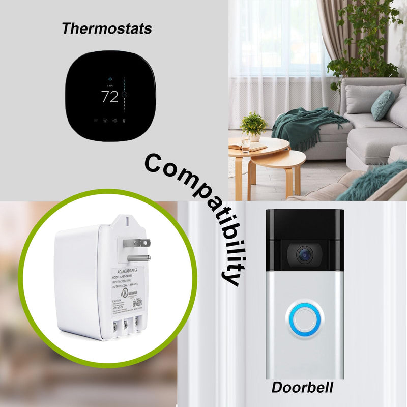 [Australia - AusPower] - 24 Volt AC Transformer,40VA Doorbell Transformer Plug in with PTC Fuse,Compatibility All Versions of Ring Doorbell,Google Nest Doorbell Compatible with Nest, Ecobee, Sensi, Honeywell Thermostat 
