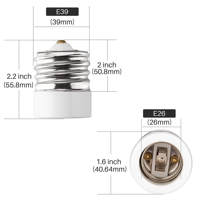 [Australia - AusPower] - UL-listed E39 to E26 Adapter JACKYLED Mogul to Medium Light Bulb Lamp Socket Porcelain Converter 1-Pack 1 Pack 