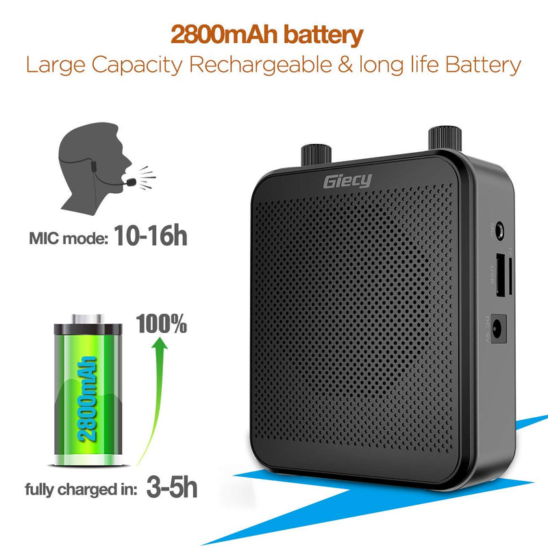 [Australia - AusPower] - Giecy Portable 30W Voice Amplifiers 2800mAh Large Capacity Rechargeable Battery Bluetooth PA Sytem for Classroom, Meetings and Outdoors voice amplifier 1 