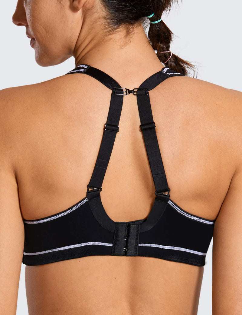[Australia - AusPower] - SYROKAN Coolmax High Impact Sports Bras for Women Underwire Full Figure Running Workout 40F Black 