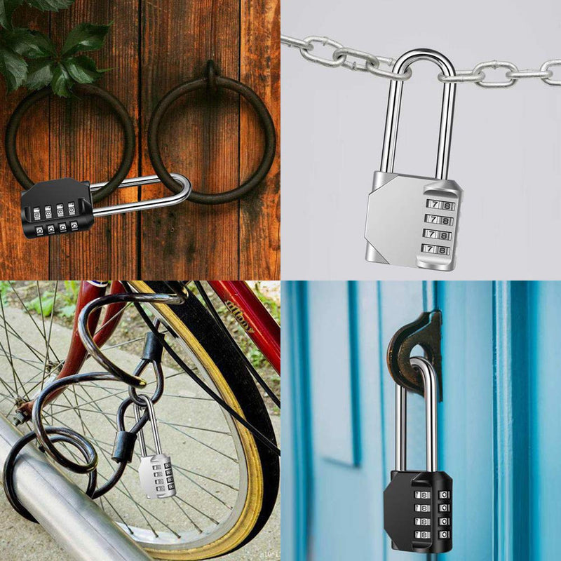 [Australia - AusPower] - Disecu 2.5 Inch Long Shackle Combination Lock 4 Digit Outdoor Waterproof Padlock for School Locker, Gym Locker, Hasp Cabinet, Gate, Fence, Toolbox (Black, 2 Pack) Black 