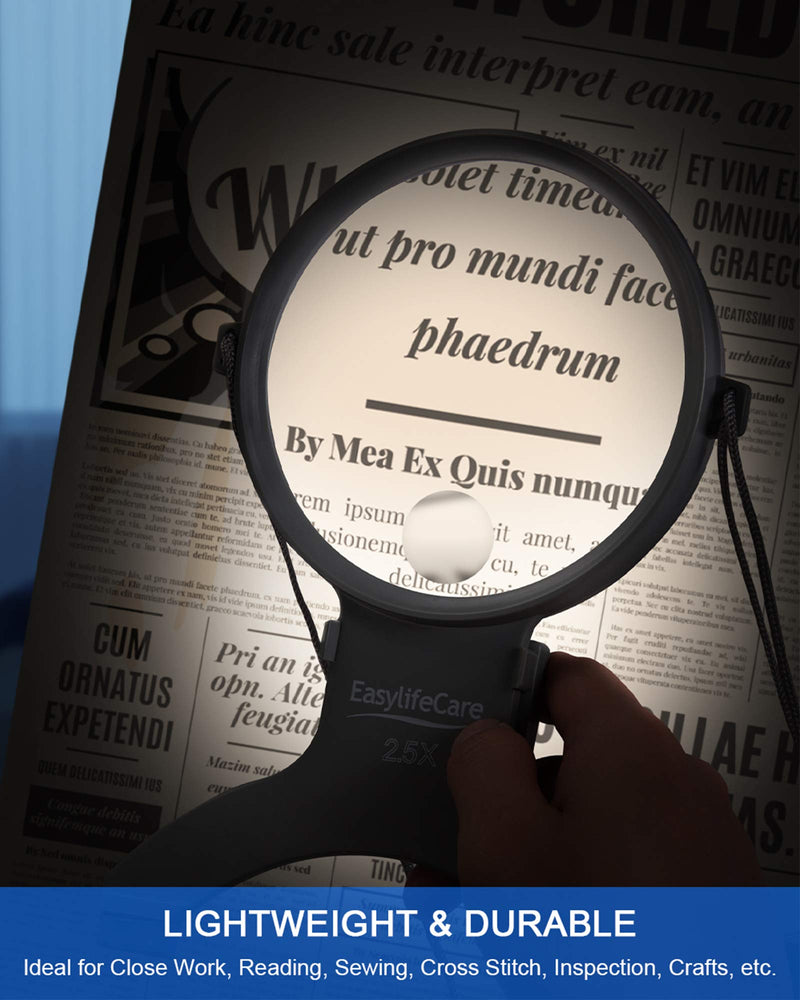 [Australia - AusPower] - EasyLifeCare Hands Free Chest Rest LED Magnifier - Neck Wear Visual Aid Illuminated Magnifying Glass for Low Vision & Visually Impaired Seniors - Portable - Gifts for Mom, Dad, Grandmother, Women, Men 