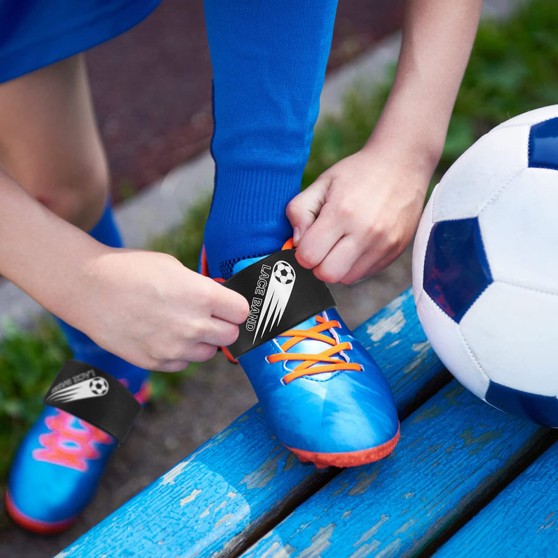 [Australia - AusPower] - Jecery Youth Lace Bands Soccer Cleat Lace Protector Cleat Covers Elastic Shoe Laces Rubber Shoe Covers Soccer Equipment Accessories for Soccer Sports Cleats Occasion Black 20 