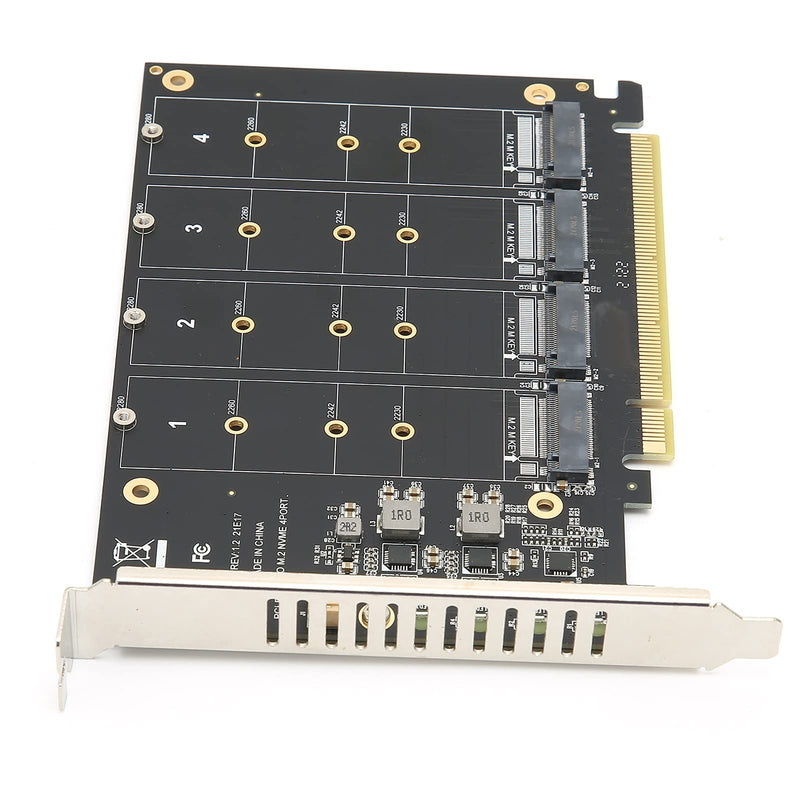[Australia - AusPower] - Quad M.2 NVME SSD to PCI-E 4.0 X16 Adapter, High Speed 4x32Gbps Soft Raid Card with Individual LED Indicator Support 2230 2242 2260 2280 (ph44) 
