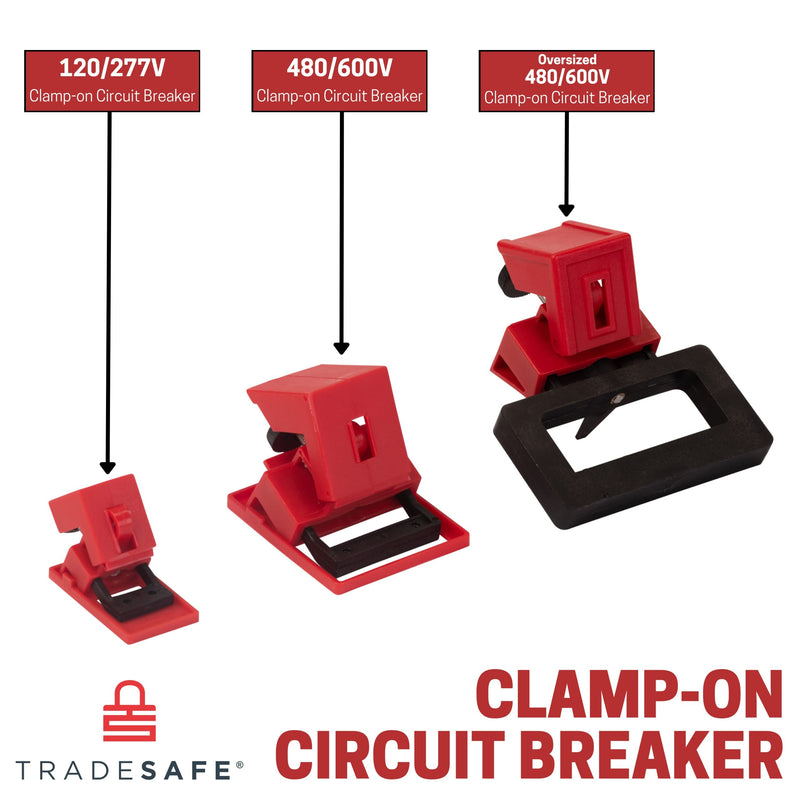 [Australia - AusPower] - TRADESAFE Circuit Breaker Lockout Device, 10 Pack, 120/277 Volt, Clamp-on Single Pole Breaker Lock Out Device, OSHA Compliant, Premium Grade, Medium 