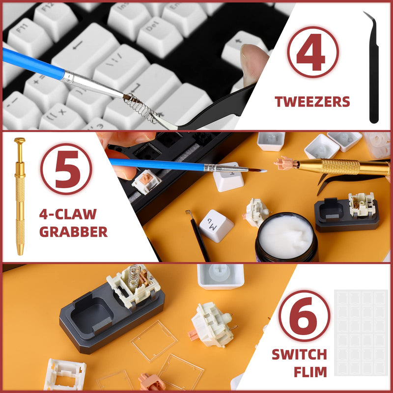 [Australia - AusPower] - RUNJRX Keyboard Lube Kit JRX 205G0 0.53oz/15g,Keyboard Switch Pad for PCB,Switch Film for MX Kailh Gateron Switch,Keyboard Tools with Keycap Puller Tools kit-4 