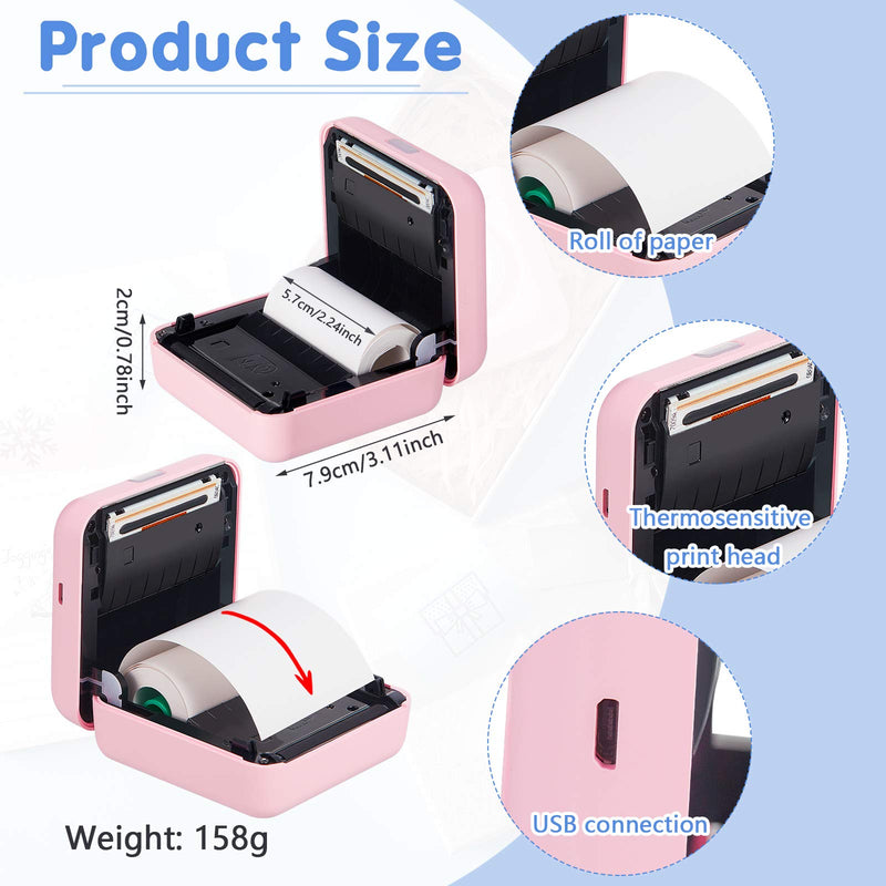 [Australia - AusPower] - Peripage Mini Printer A6 Portable Thermal Printer Pocket Wireless Label Sticky Note Sticker Smart Phone Photo Printer Compatible with Bluetooth USB Connect and 12 Rolls Thermal Paper 57x30 mm 203 DPI 