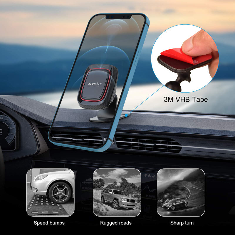 [Australia - AusPower] - Magnetic Car Phone Mount, Apps2Car Stick On Dashboard Magnet Phone Holder for Car, Dash Mount Cell Phone Holder with Strongest VHB Adhesive, Phone Magnetic Holder for Car, Magnetic Phone Dash Mount Black 