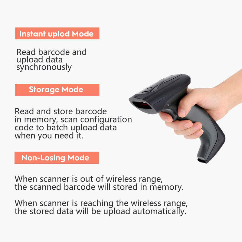 [Australia - AusPower] - NADAMOO Wireless Barcode Scanner with USB Cradle Charging Base 328Ft Long Transmission Handheld 1D Cordless Laser Barcode Reader Portable Bar Code Scanning for Retail Supermaket Warehouse 
