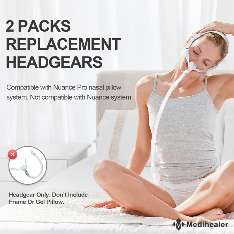 [Australia - AusPower] - 2 Packs Replacement Headgear for Nuance Pro - Headgear Straps (2Packs) with Stronger Touch-Fasten-ers and Elasticity, CPAP Strap for Nuance Pro, Snugly Fit & Reducing Air Leaks, Medihealer Supplies. 